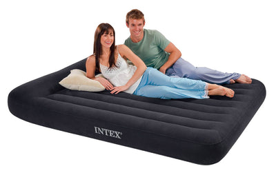 Intex Queen Classic Pillow Rest Airbed Mattress Bed w/ Built-In Pump (3 Pack)