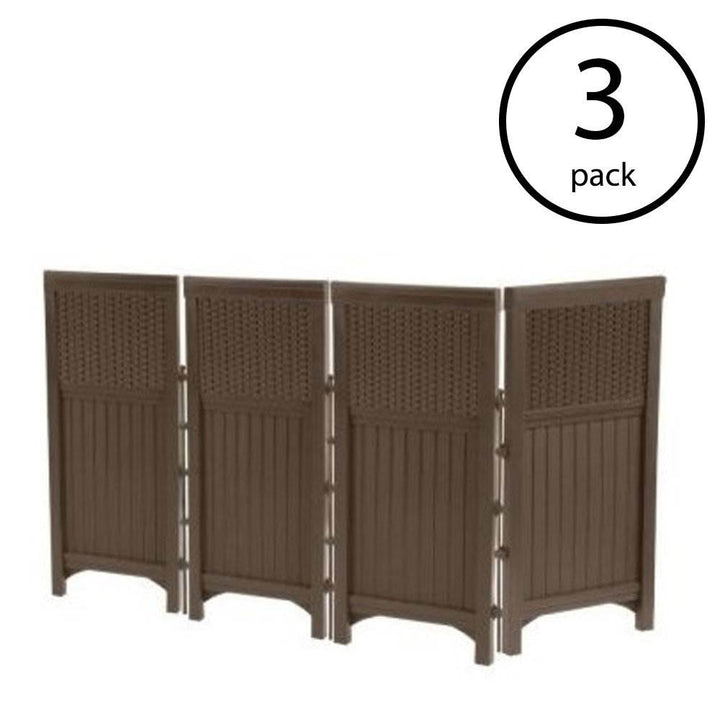 Suncast Outdoor Garden Yard 4 Panel Screen Enclosure Gate Fence, Java (3 Pack)