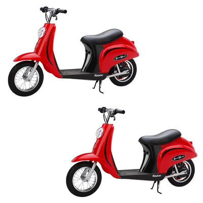 Razor Pocket Mod Miniature Euro 24 Volt Electric Retro Scooter, Red (2 Pack)