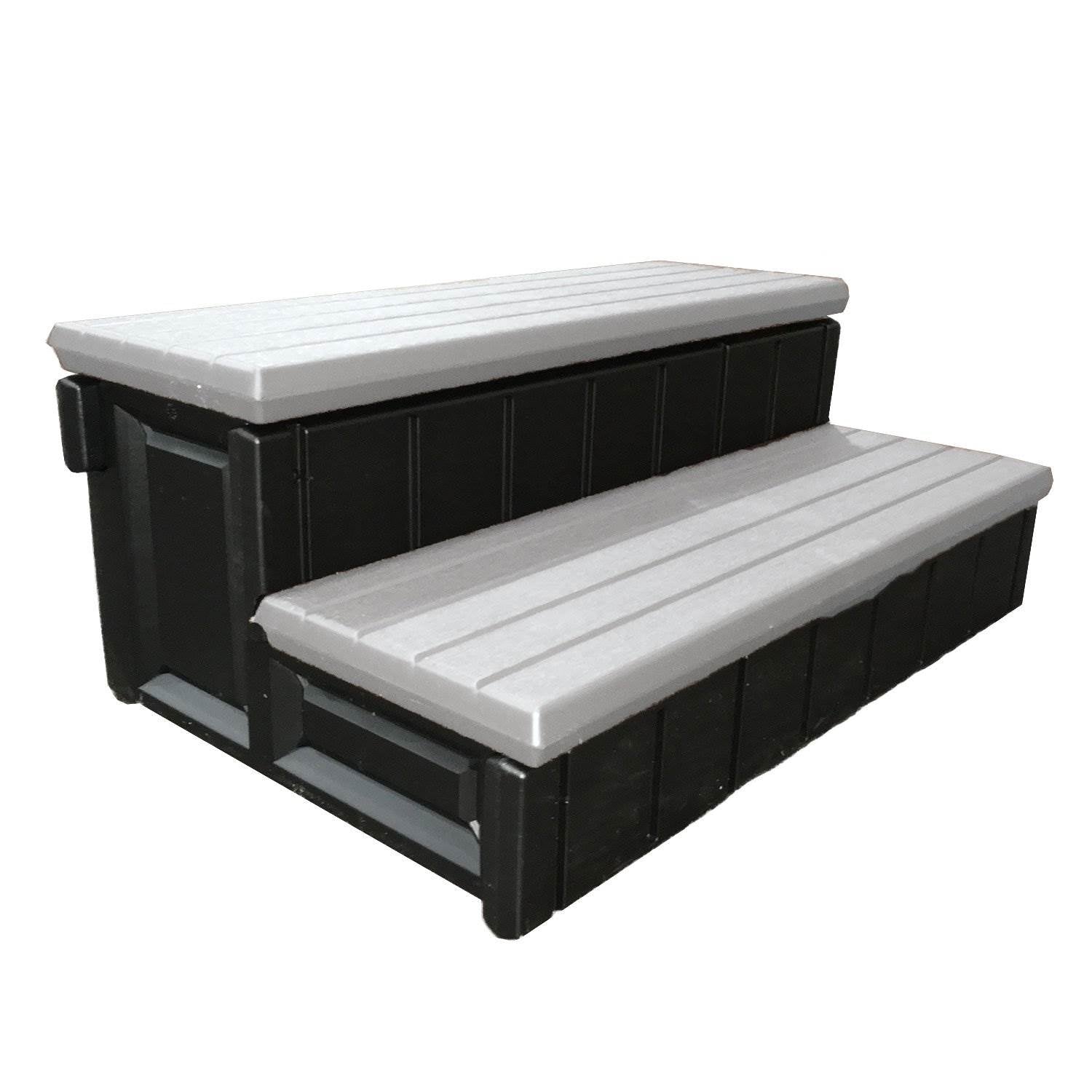 Confer Plastics Leisure Accents Deluxe 36 Inch Spa Hot Tub Steps, Gray (2 Pack) - VMInnovations