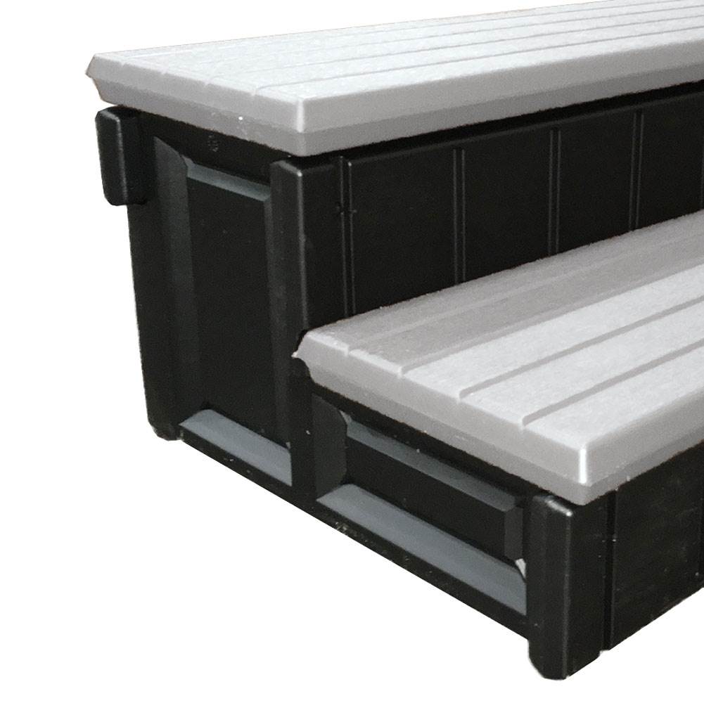 Confer Plastics Leisure Accents Deluxe 36 Inch Spa Hot Tub Steps, Gray (2 Pack)