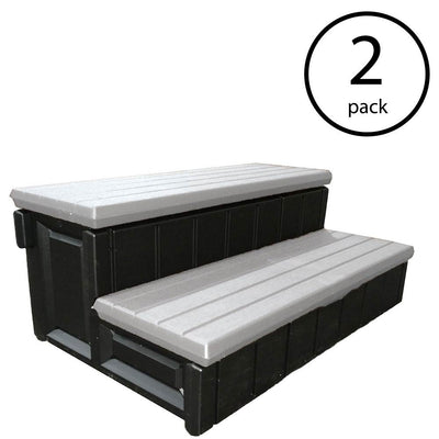Confer Plastics Leisure Accents Deluxe 36 Inch Spa Hot Tub Steps, Gray (2 Pack)