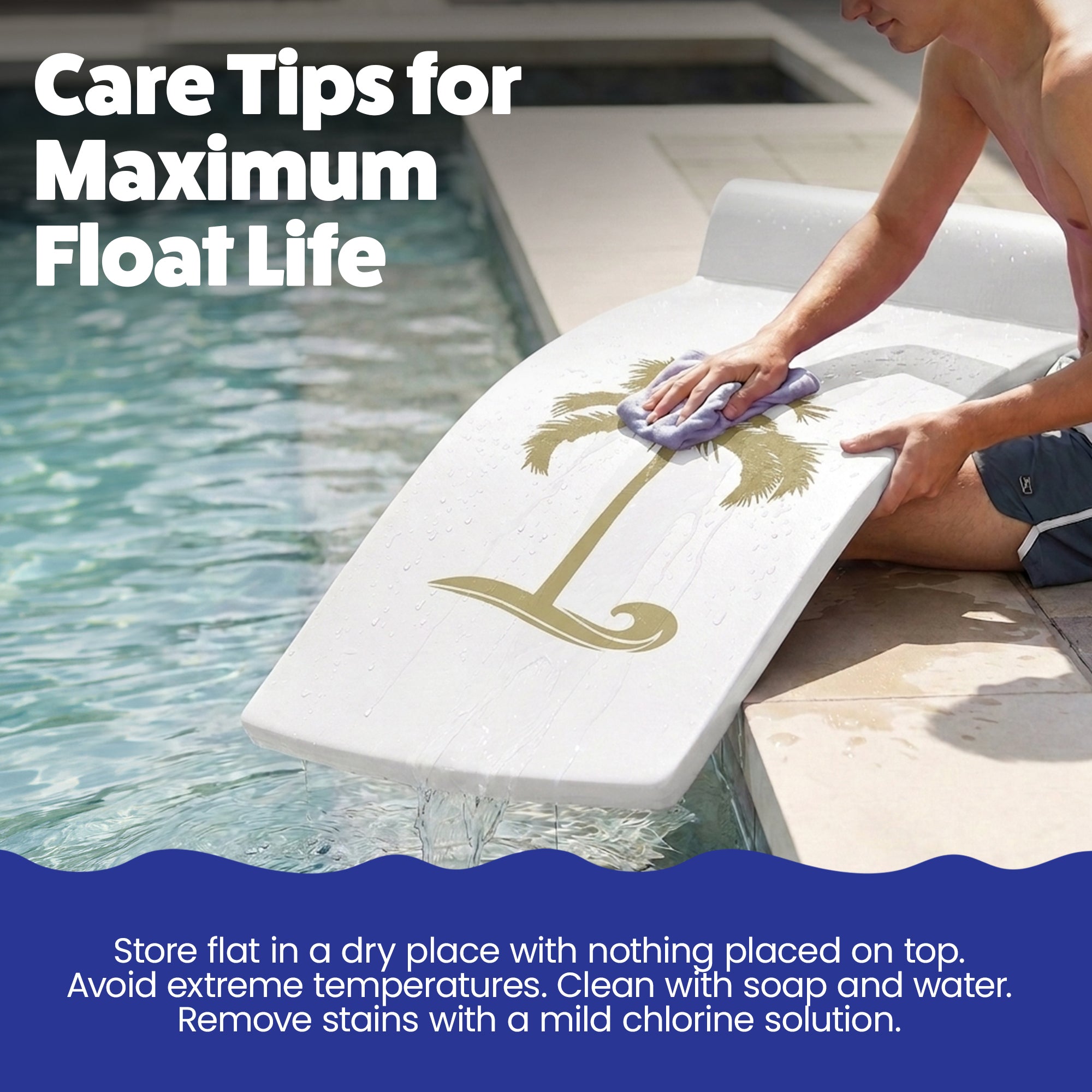 Recreation Sunsation 70" Foam Lounger Pool Float, Bronze Palm White (2 Pack)