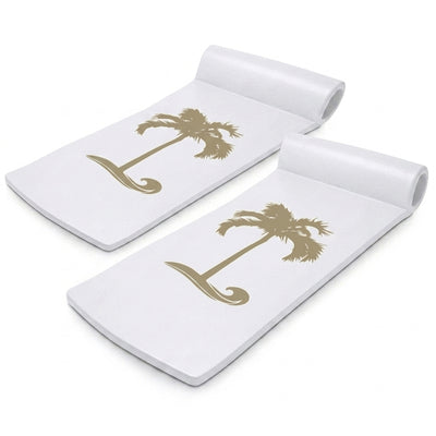 Recreation Sunsation 70" Foam Lounger Pool Float, Bronze Palm White (2 Pack)