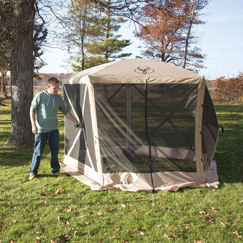 Gazelle G5 4 Person 5 Sided 115 x 106 Portable Canopy Gazebo Tent + Wind Panels