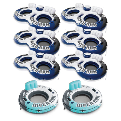 Intex River Run 2 Inflatable 2 Person River Float (6 Pack) + Single Tube (Pair)
