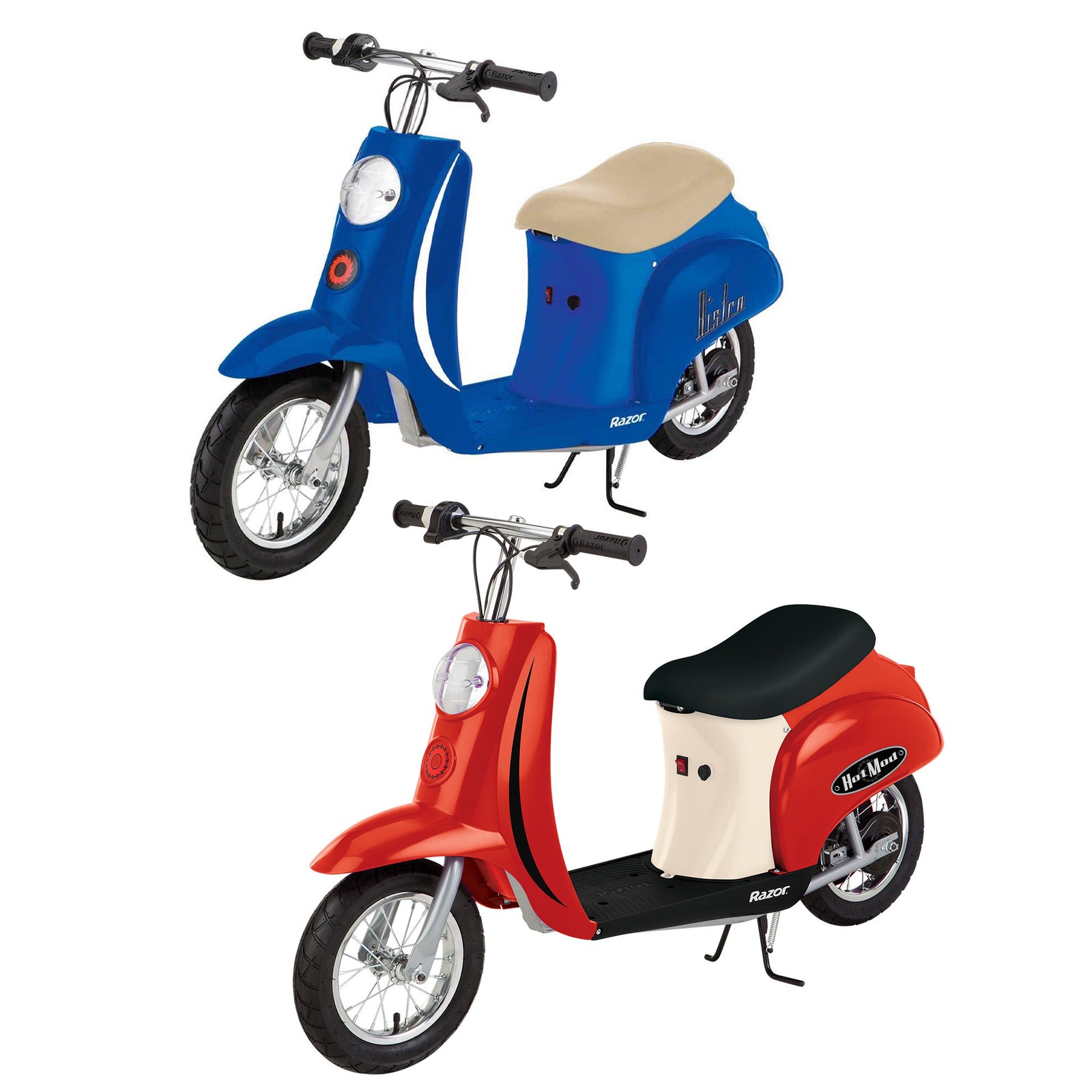 Razor Pocket Mod Mini Euro 24V 250W Electric Motor Scooter (2-Pack), Blue & Red - VMInnovations