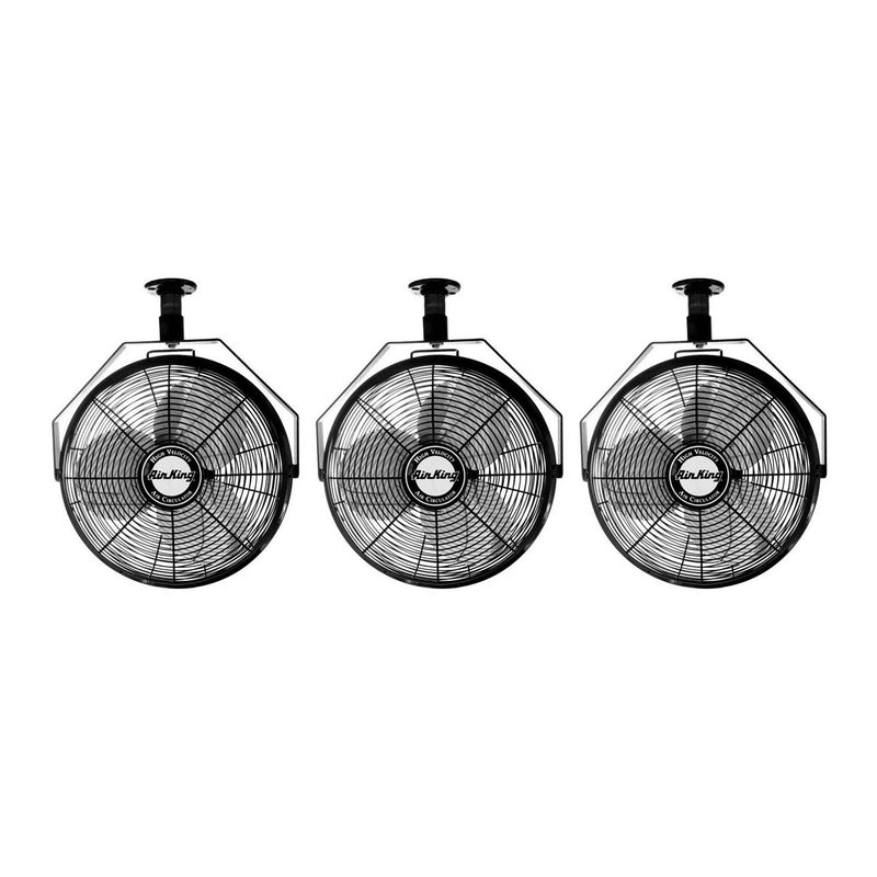 Air King 18" 1/16 HP Motor 3-Speed Non-Oscillating Enclosed Mount Fan (3 Pack)