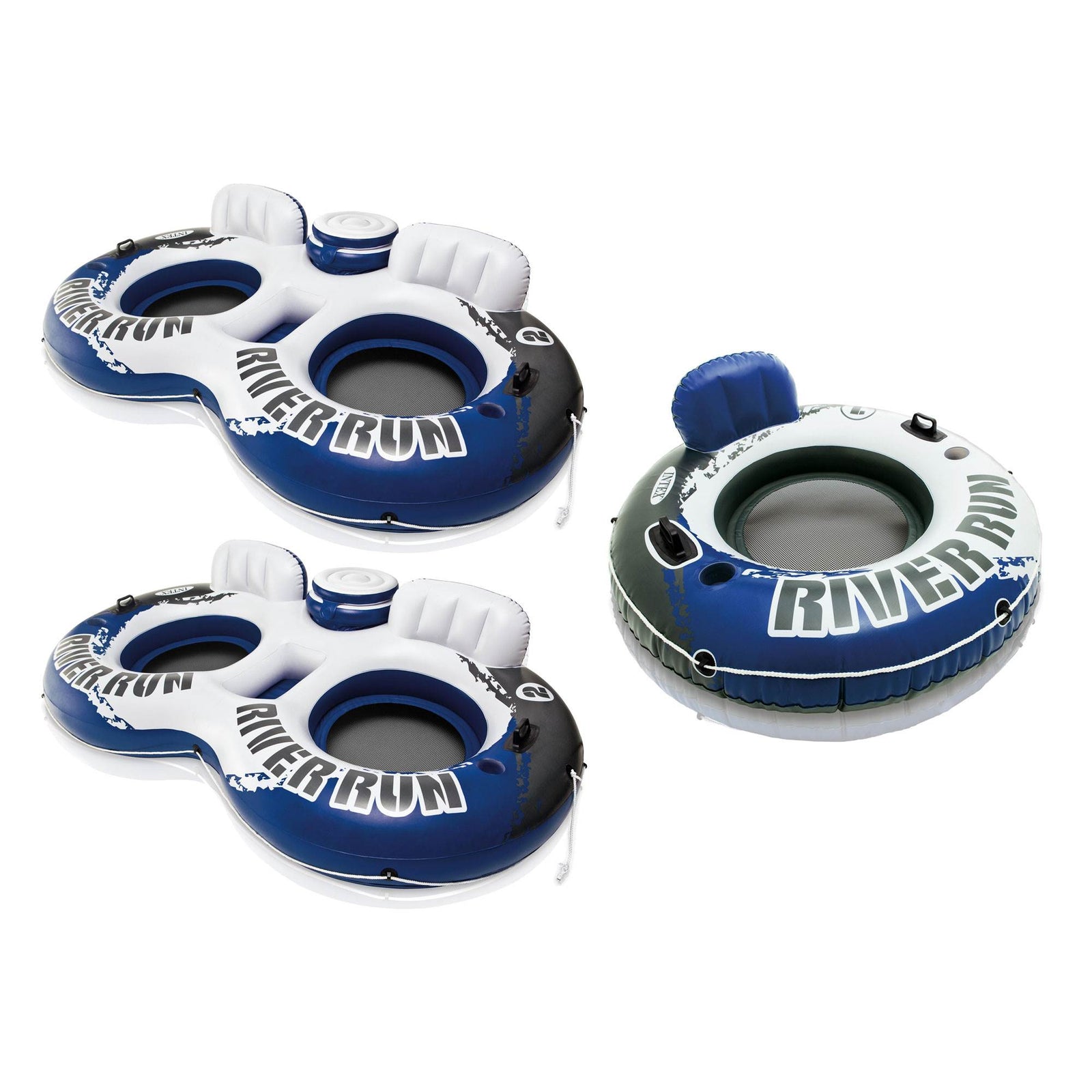 INTEX River Run 2 Inflatable Floating Lounge, 2 Pack & River Run 1 Inflatable - VMInnovations