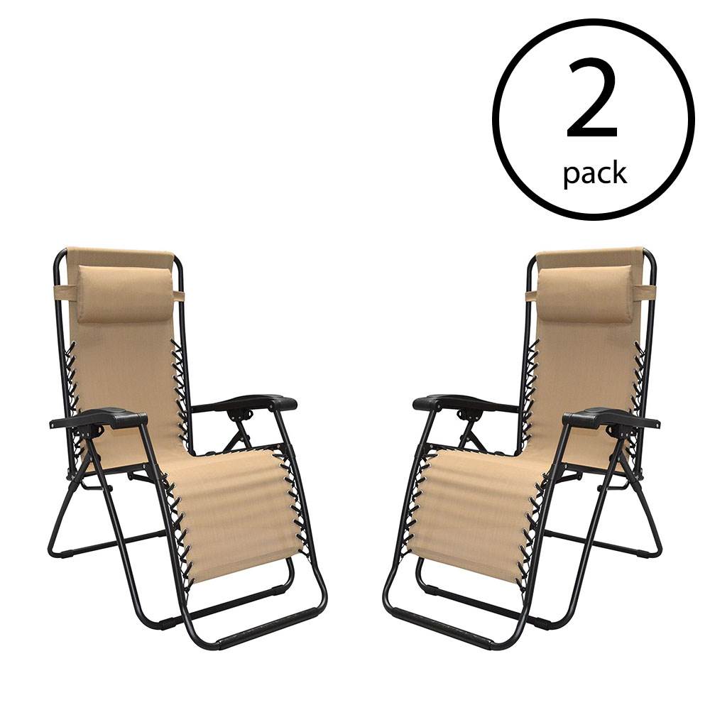 Caravan Canopy Infinity Zero Gravity Steel Frame Patio Chair, Beige (4 Pack)