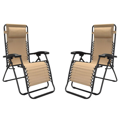 Caravan Canopy Infinity Zero Gravity Steel Frame Patio Chair, Beige (4 Pack)