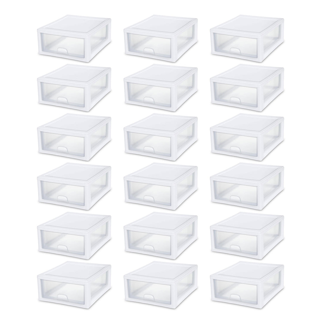 Sterilite 16 Quart Clear Plastic Stacking Storage Drawer Container Box, 18 Pack