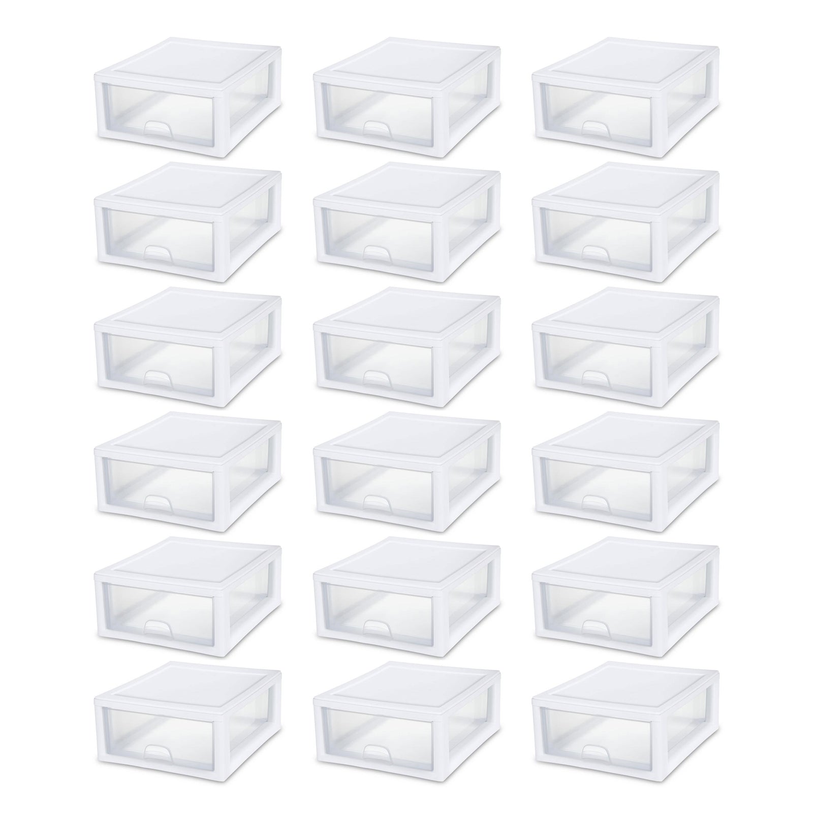 Sterilite 16 Quart Clear Plastic Stacking Storage Drawer Container Box, 18 Pack - VMInnovations