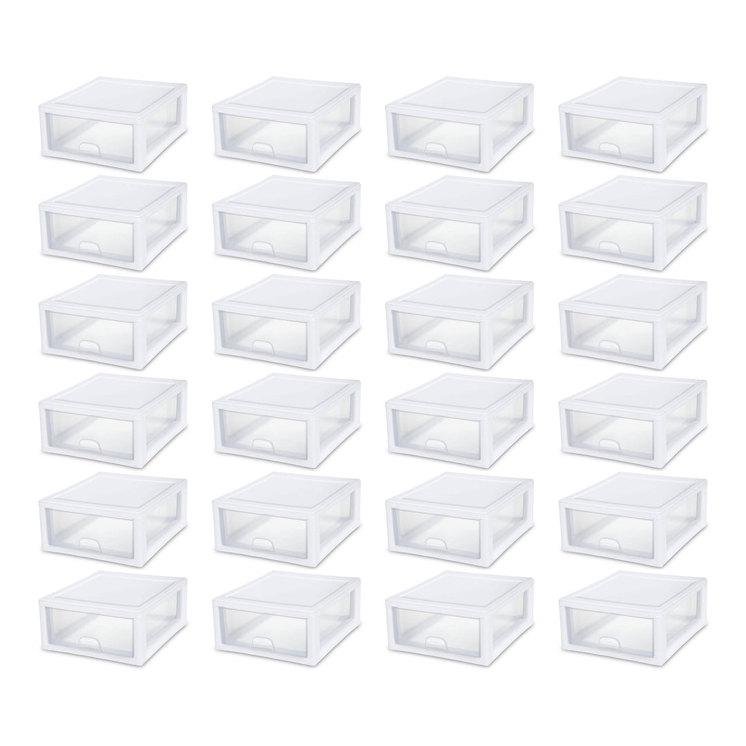 Sterilite 16 Quart Clear Plastic Stacking Storage Drawer Container Box, 24 Pack