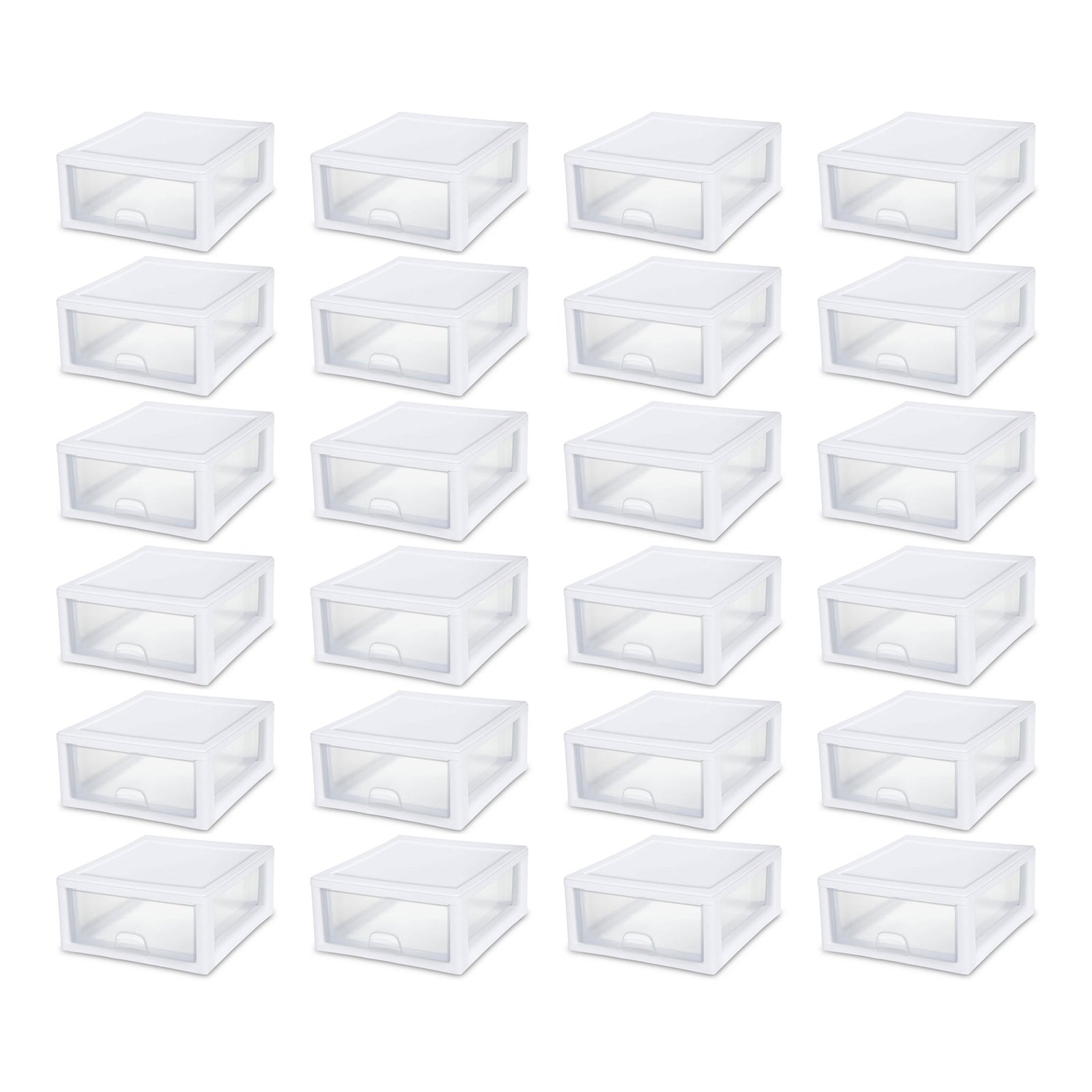 Sterilite 16 Quart Clear Plastic Stacking Storage Drawer Container Box, 24 Pack - VMInnovations