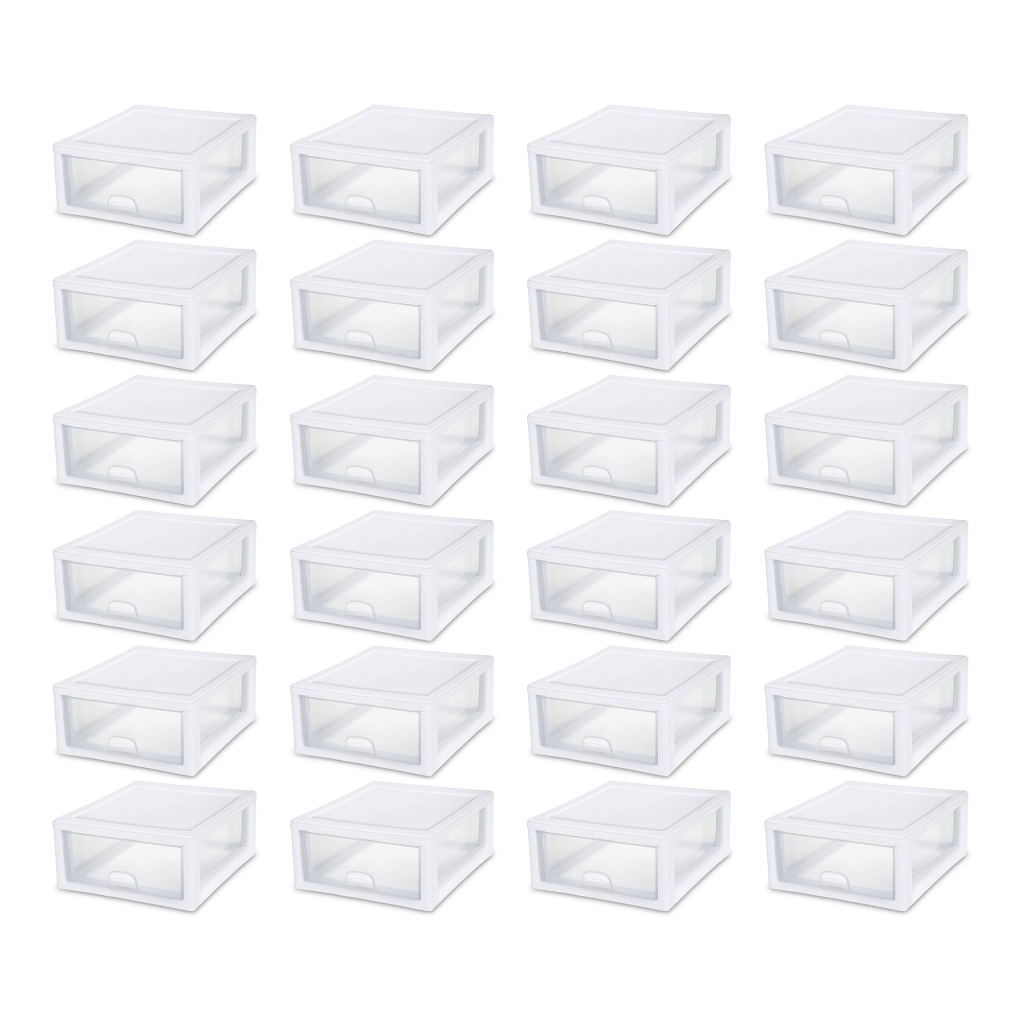 Sterilite 16 Quart Clear Plastic Stacking Storage Drawer Container Box, 24 Pack - VMInnovations