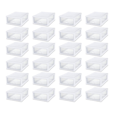 Sterilite 16 Quart Clear Plastic Stacking Storage Drawer Container Box, 24 Pack - VMInnovations