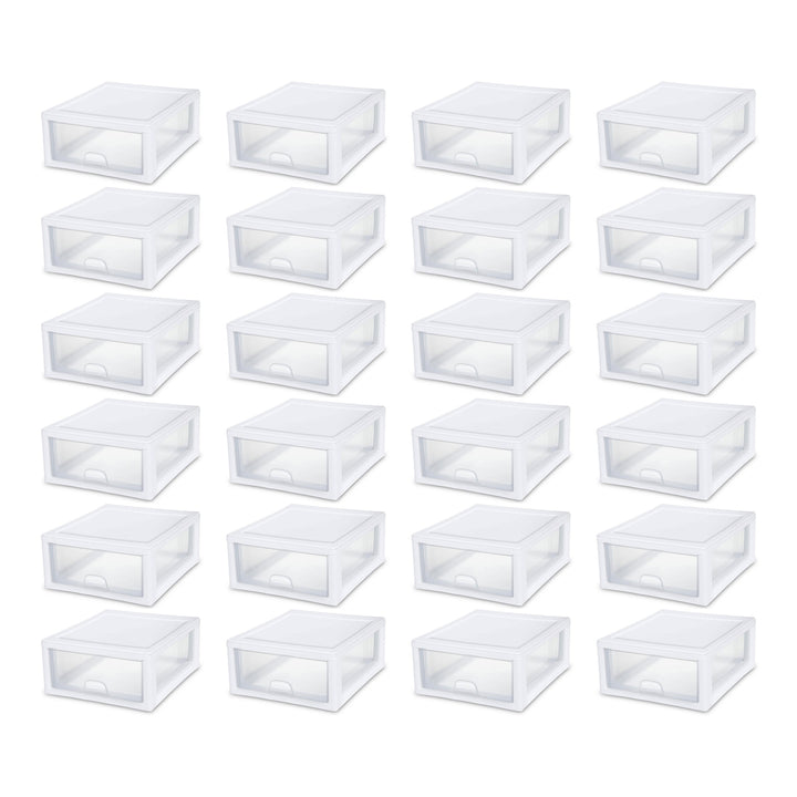 Sterilite 16 Quart Clear Plastic Stacking Storage Drawer Container Box, 24 Pack