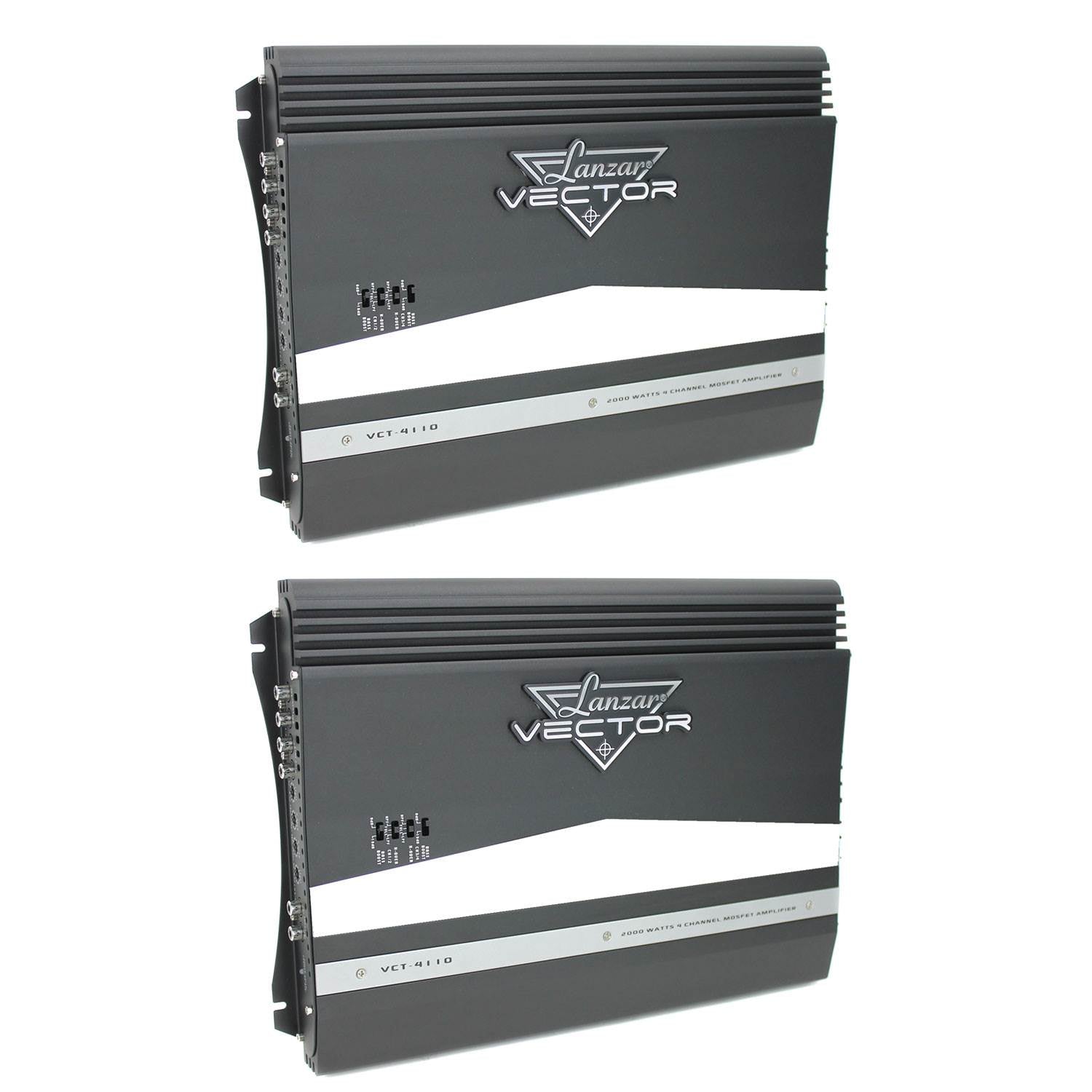 LANZAR VCT4110 2000W 4-Channel High Power MOSFET Car Audio Amp (2 Pack)