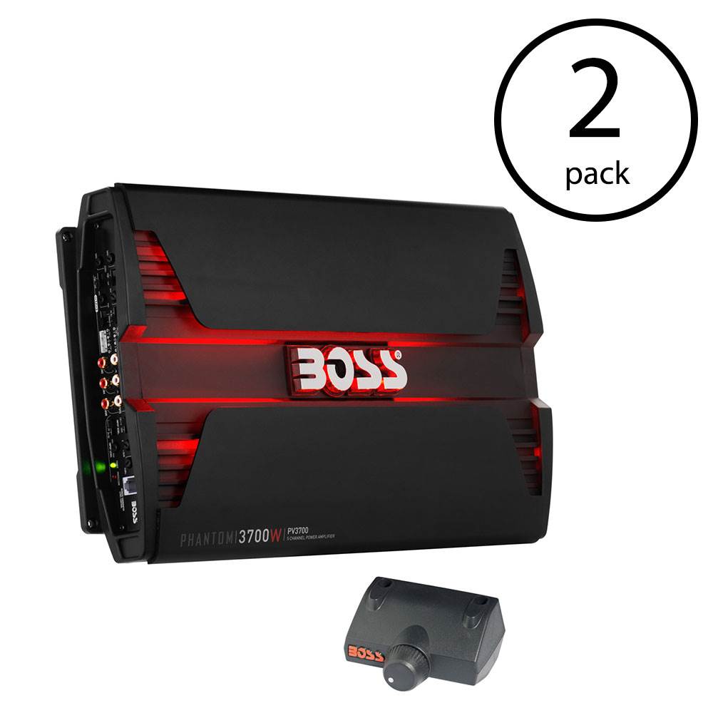 Boss PV3700 3700W 5 Channel Car Audio Amplifier Power LED Amp + Remote (2 Pack)