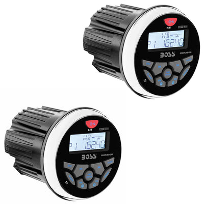 Boss Audio MGR350B 3" Gauge Hole Marine Bluetooth Stereo Boat Receiver (2 Pack)