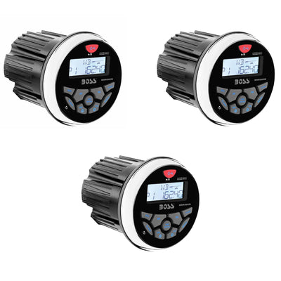 Boss Audio MGR350B 3" Gauge Hole Marine Bluetooth Stereo Boat Receiver (3 Pack)