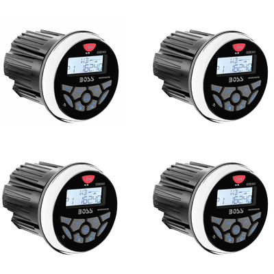 Boss Audio MGR350B 3" Gauge Hole Marine Bluetooth Stereo Boat Receiver (4 Pack)
