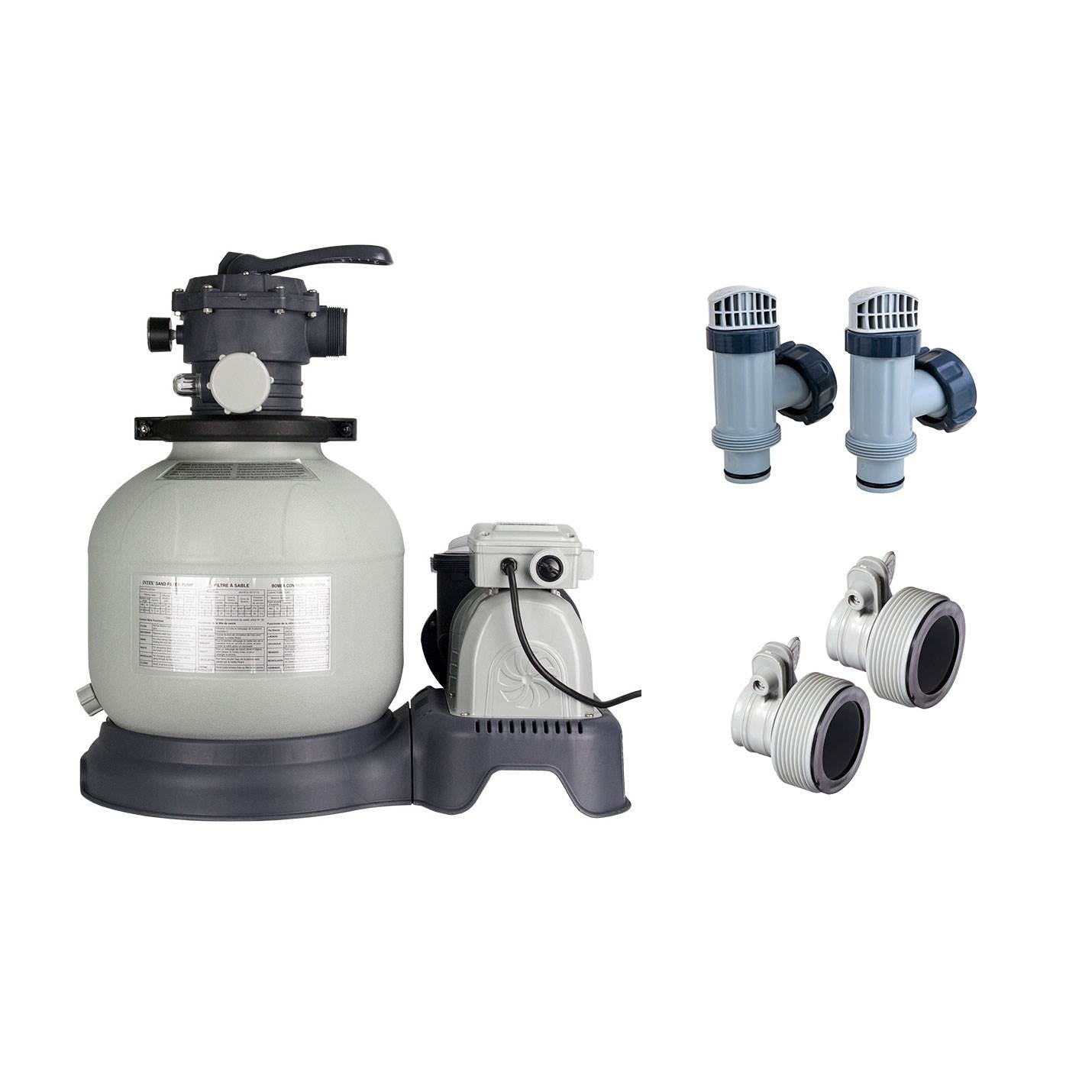 Intex Krystal Clear 2800 GPH  Pool Sand Filter Pump + Valves & Adapter B Hoses