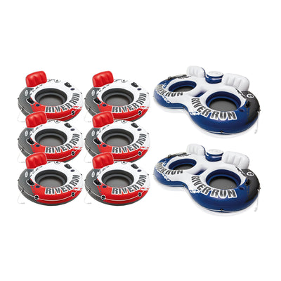 Intex River Run 1 Red Inflatable Tube (6 Pack) + 2-Person River Float (2 Pack)