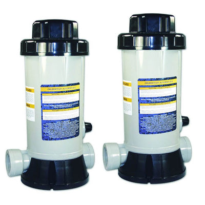 HydroTools In-Line Above Ground Swimming Pool Automatic Chlorine Feeder (2 Pack)