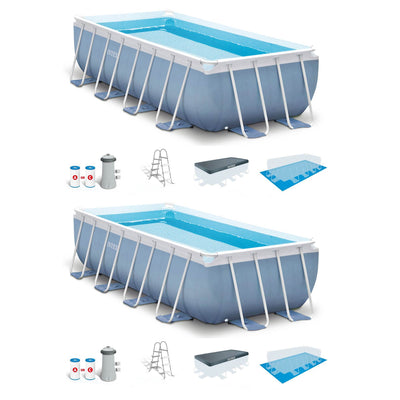 Intex 16' x 8' x 42" Rectangular Above Ground Swimming Pool w/ Pump Set (2 Pack)