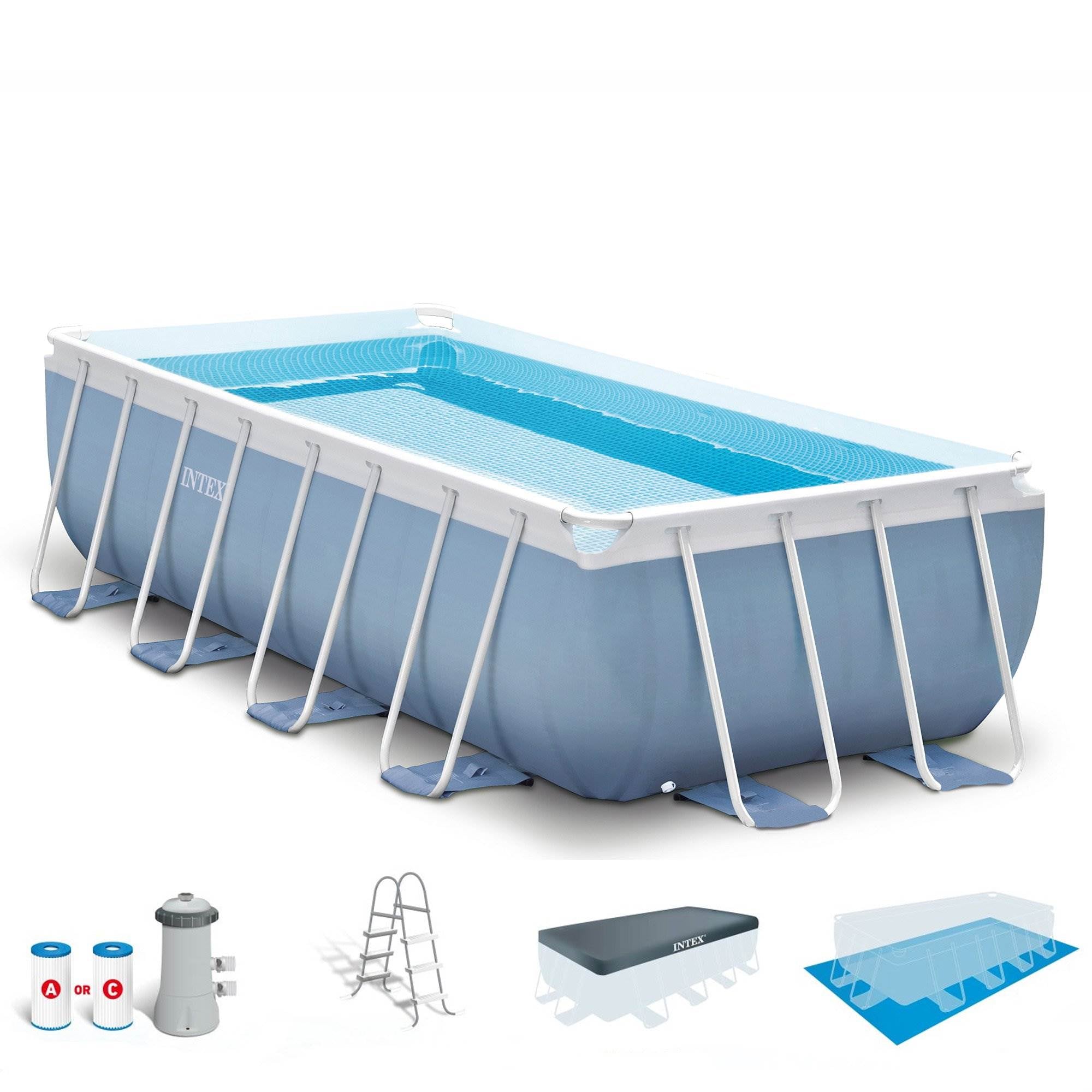 Intex 16' x 8' x 42" Rectangular Above Ground Swimming Pool w/ Pump Set (2 Pack)