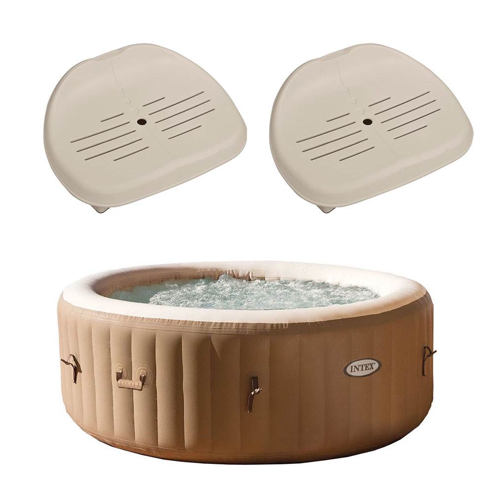 Intex PureSpa 4 Person Inflatable Hot Tub Spa + Slip-Resistant Seats (2 Pack)