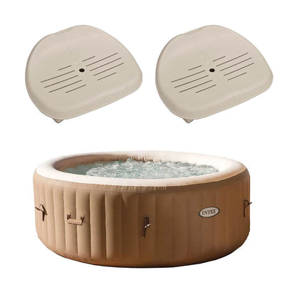 Intex PureSpa 4 Person Inflatable Hot Tub Spa + Slip-Resistant Seats (2 Pack)