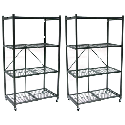 Origami 4 Tier Multipurpose Folding Storage Organizing Rack with Wheels (2 Pack) - VMInnovations