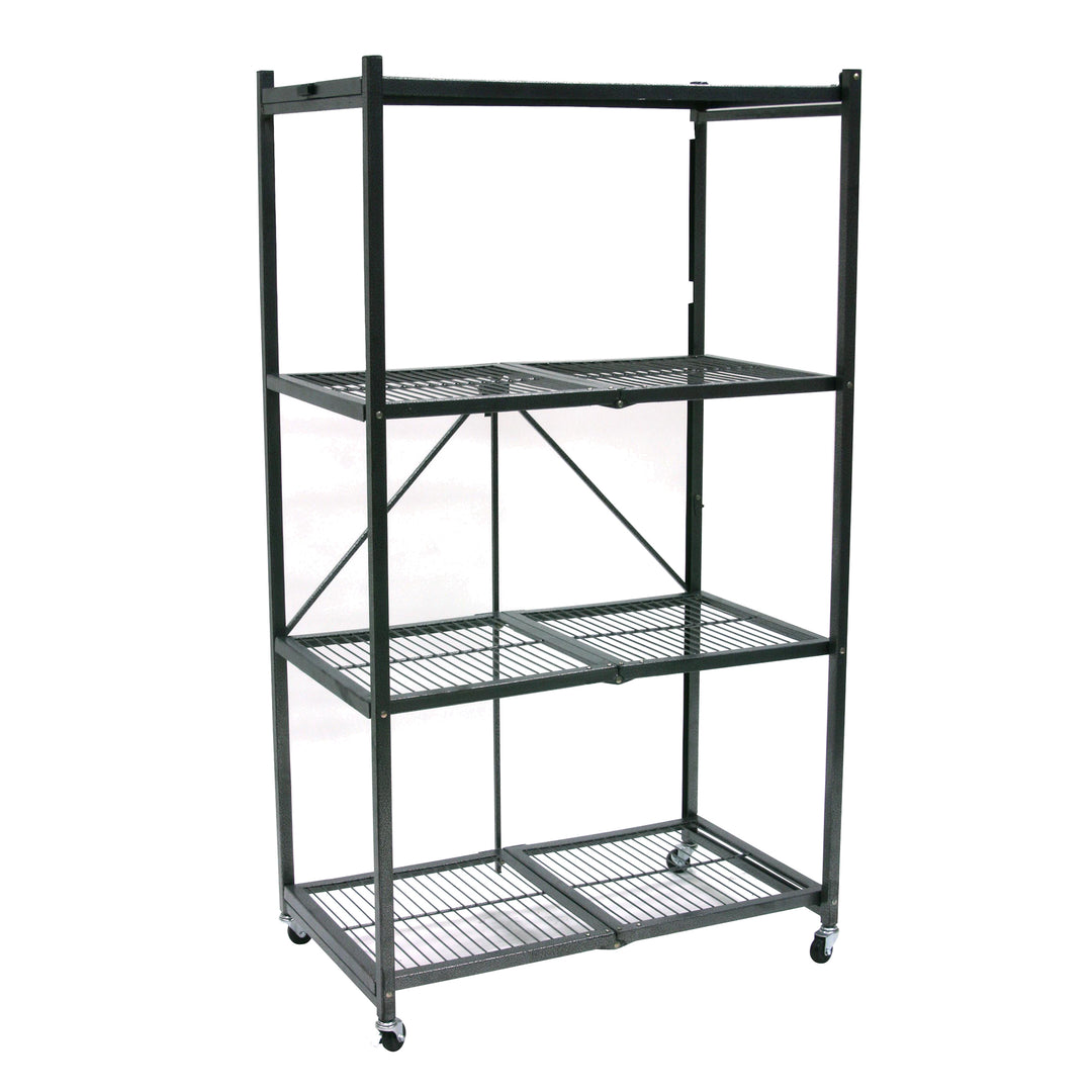 Origami 4 Tier Multipurpose Folding Storage Organizing Rack with Wheels (2 Pack)