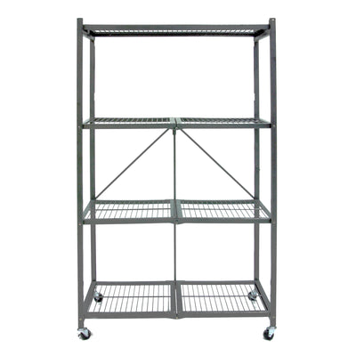 Origami 4 Tier Multipurpose Folding Storage Organizing Rack with Wheels (2 Pack) - VMInnovations