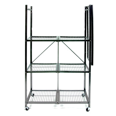 Origami 4 Tier Multipurpose Folding Storage Organizing Rack with Wheels (2 Pack) - VMInnovations