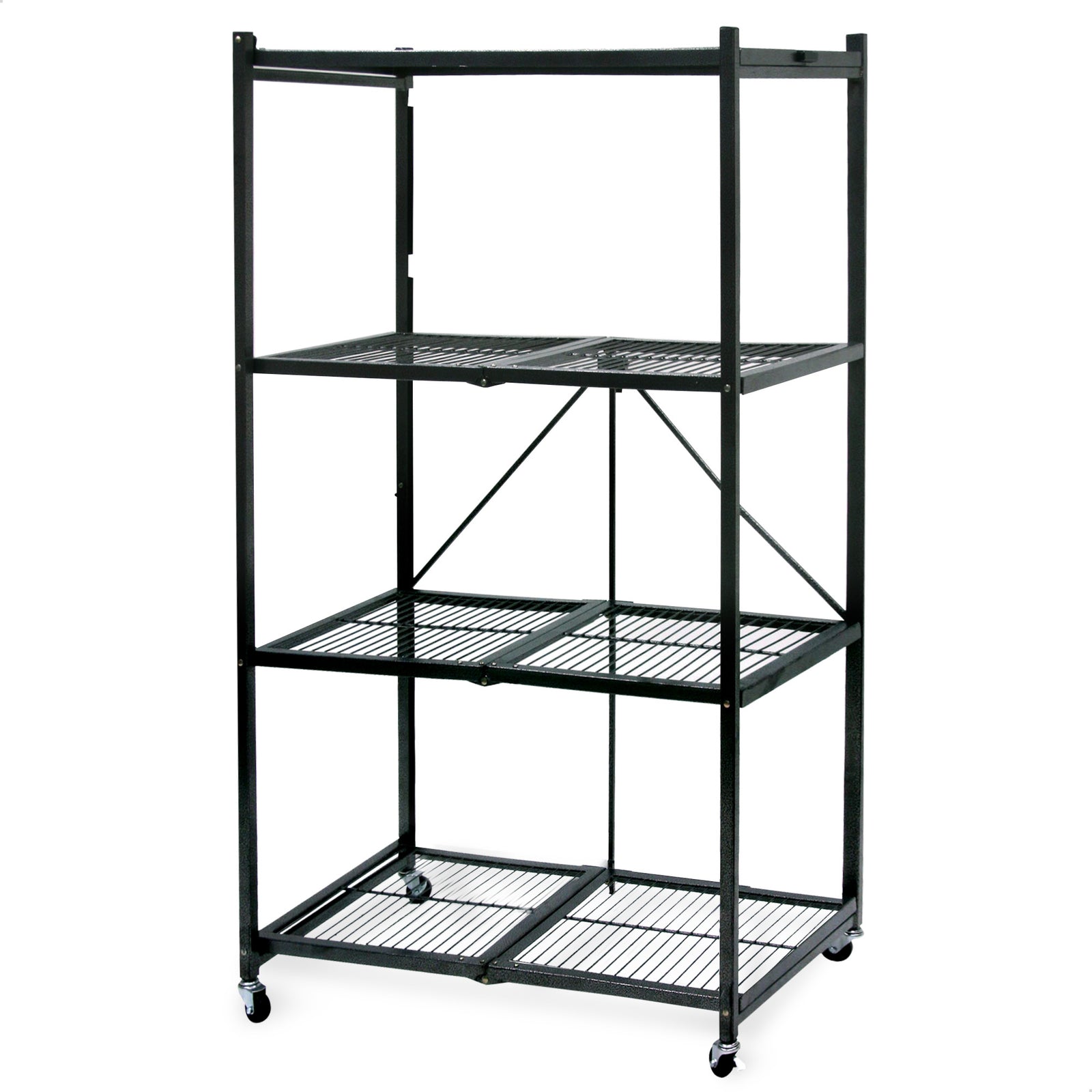 Origami 4 Tier Multipurpose Folding Storage Organizing Rack with Wheels (2 Pack) - VMInnovations