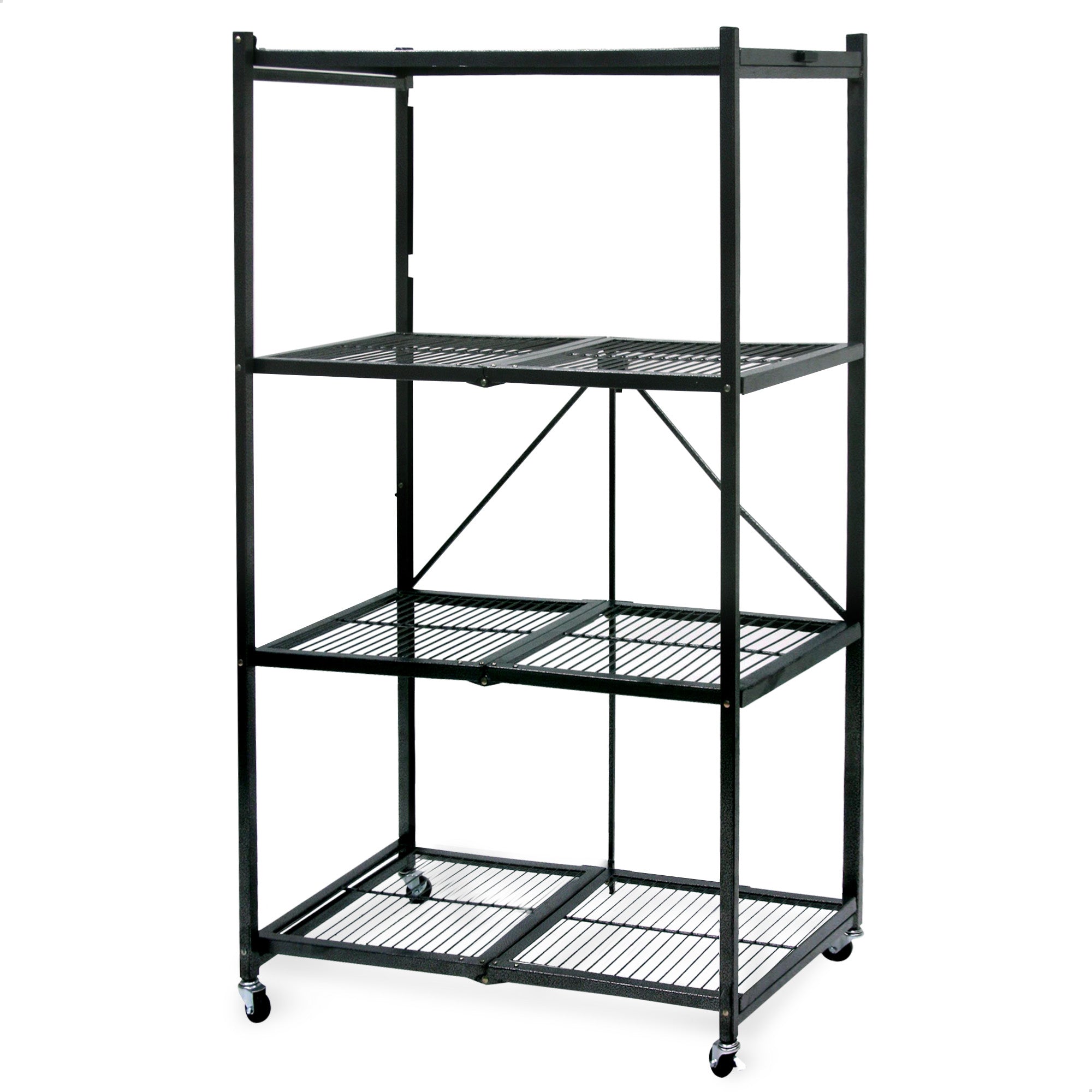 Origami 4 Tier Multipurpose Folding Storage Organizing Rack with Wheels (2 Pack) - VMInnovations