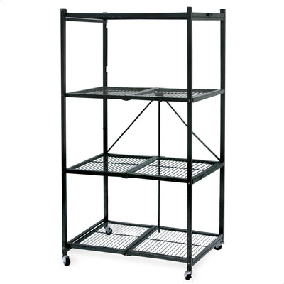 Origami 4 Tier Multipurpose Folding Storage Organizing Rack with Wheels (2 Pack) - VMInnovations