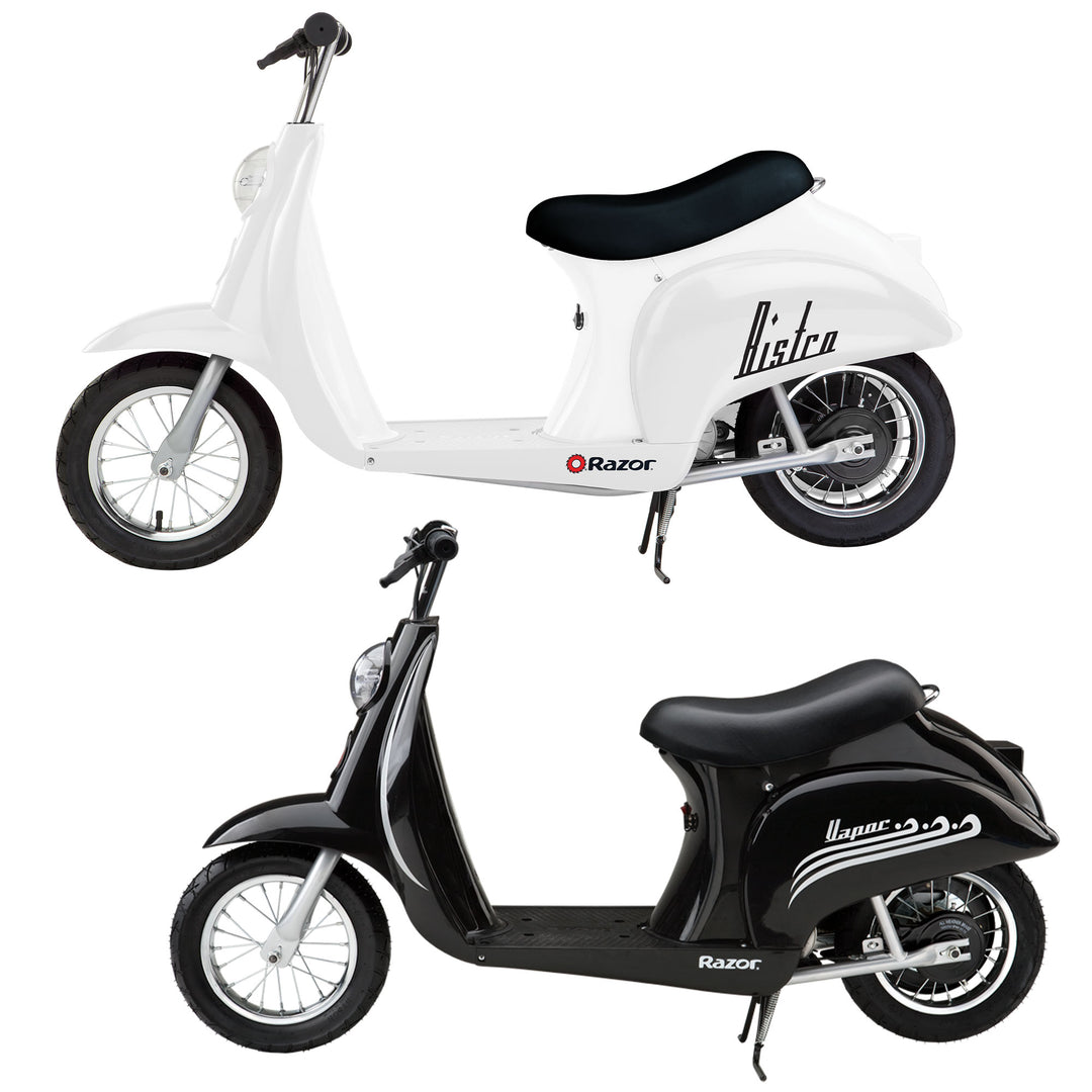 Razor Pocket Mod Miniature Euro 24V 250W Electric Motor Scooter, B&W (2-Pack)