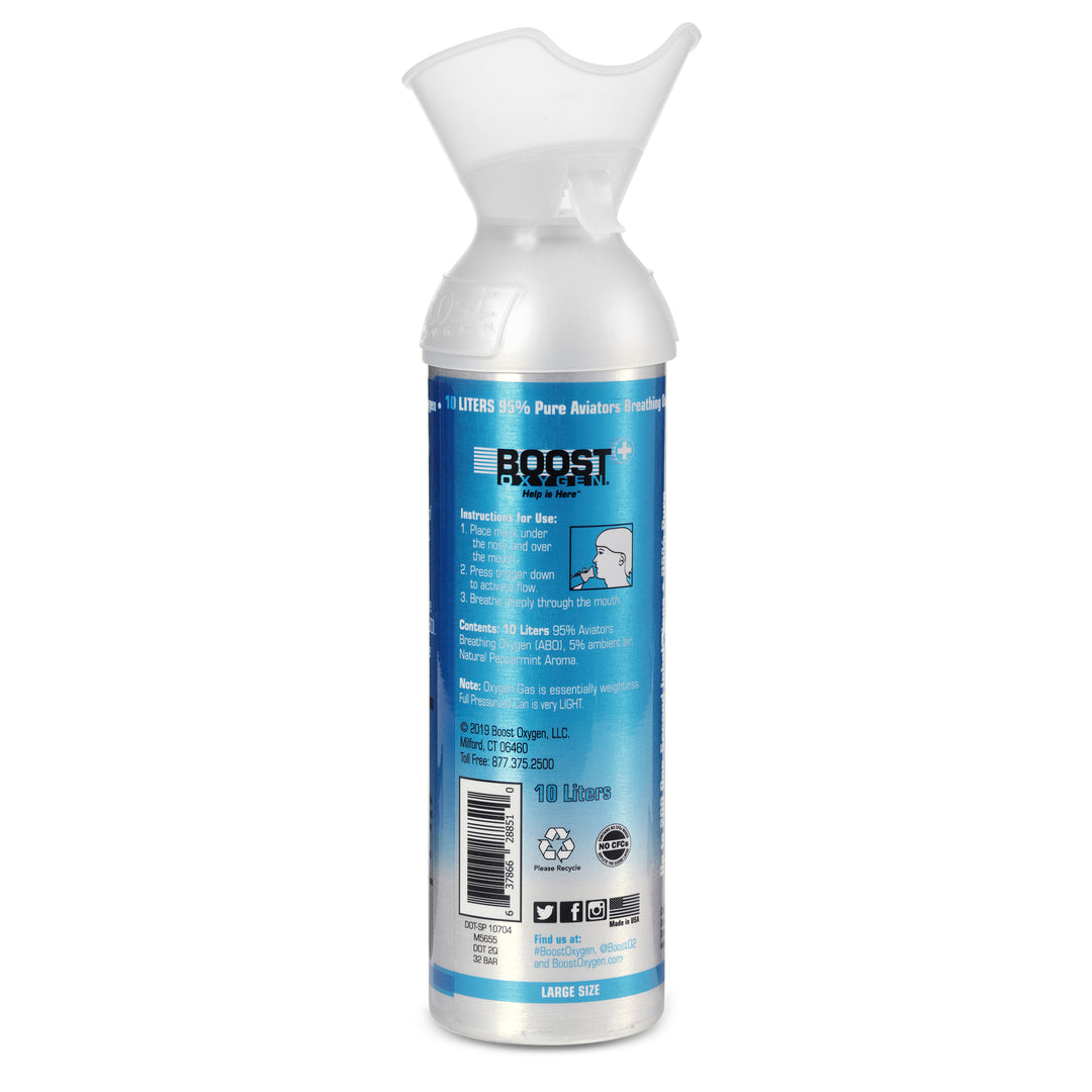 Boost Oxygen 3, 5, & 10L Supplemental Oxygen Can Bottle w/Mouthpiece, Peppermint - VMInnovations
