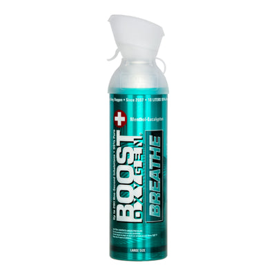10 Liter Boost Oxygen Natural Portable Pure Canned Oxygen, Menthol Eucalyptus