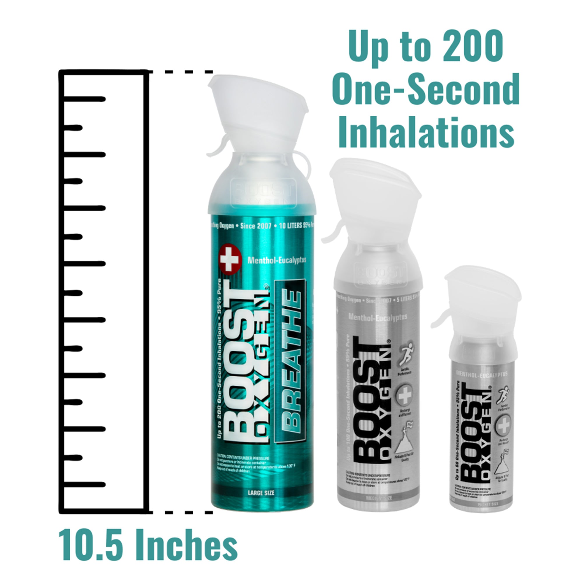 10 Liter Boost Oxygen Natural Portable Pure Canned Oxygen, Menthol Eucalyptus