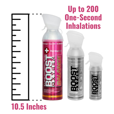 Large 10-Liter Boost Oxygen Natural Portable Pure Canned Oxygen, Pink Grapefruit