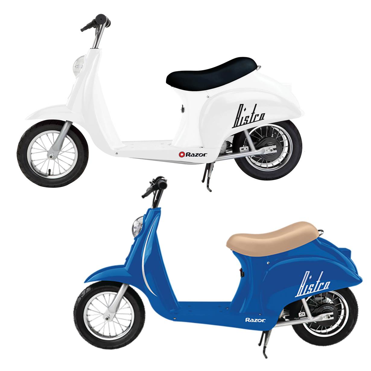 Razor Pocket Mod Euro 24V 250W Electric Motor Scooter (2-Pack), White & Blue - VMInnovations