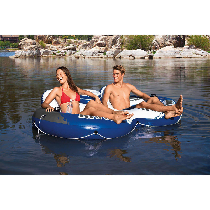 Intex River Run II Inflatable 2 Person Floating Lounge & Mega Chill Drink Cooler