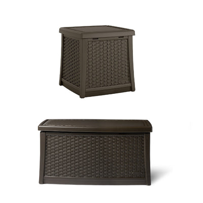 Suncast Patio End Table with Storage w/ Suncast Coffee Table with Storage