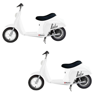 Razor Pocket Mod Miniature Euro 24 Volt Electric Retro Scooter, White (2 Pack)